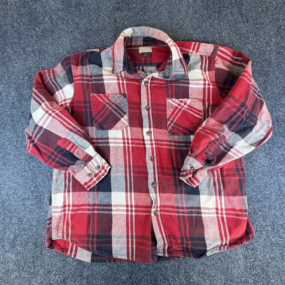 Schmidt Workwear Men's XL Buffalo Plaid Shirt Jacket Red‎ Black 100% Cotton
